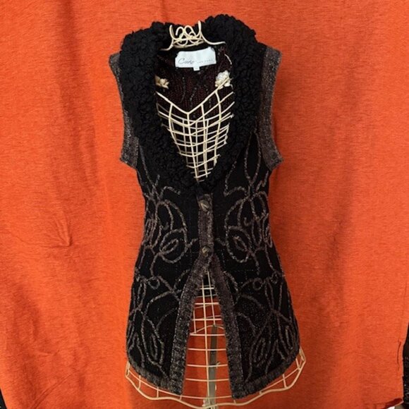 Curio Brown/Black Collared Sweater Vest - SIZE M - Picture 1 of 16
